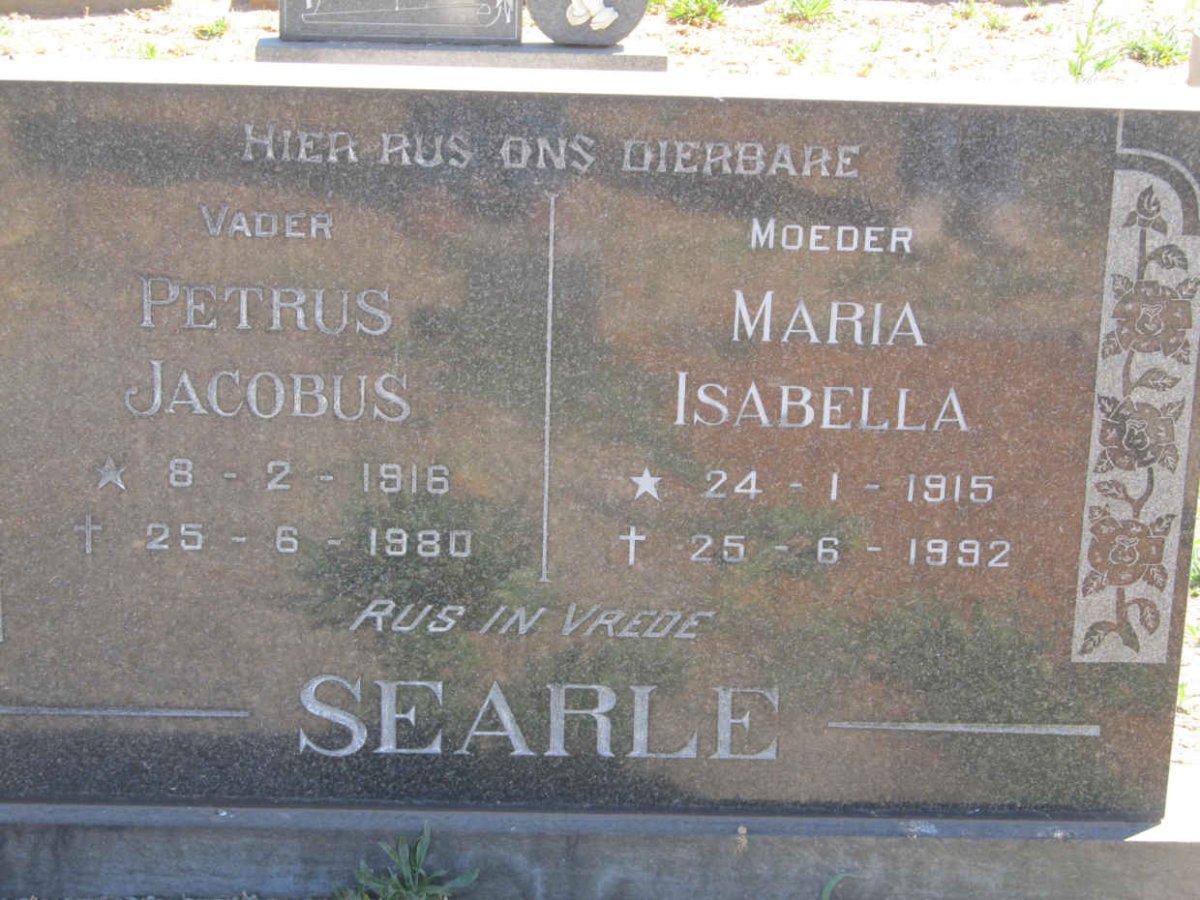 SEARLE Petrus Jacobus 1916-1980 &amp; Maria Isabella 1915-1992