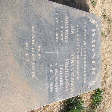 WAGNER Jan Johannes 1924-1997 &amp; Anna Catharina Wilhelmina FOURIE 1930-1998