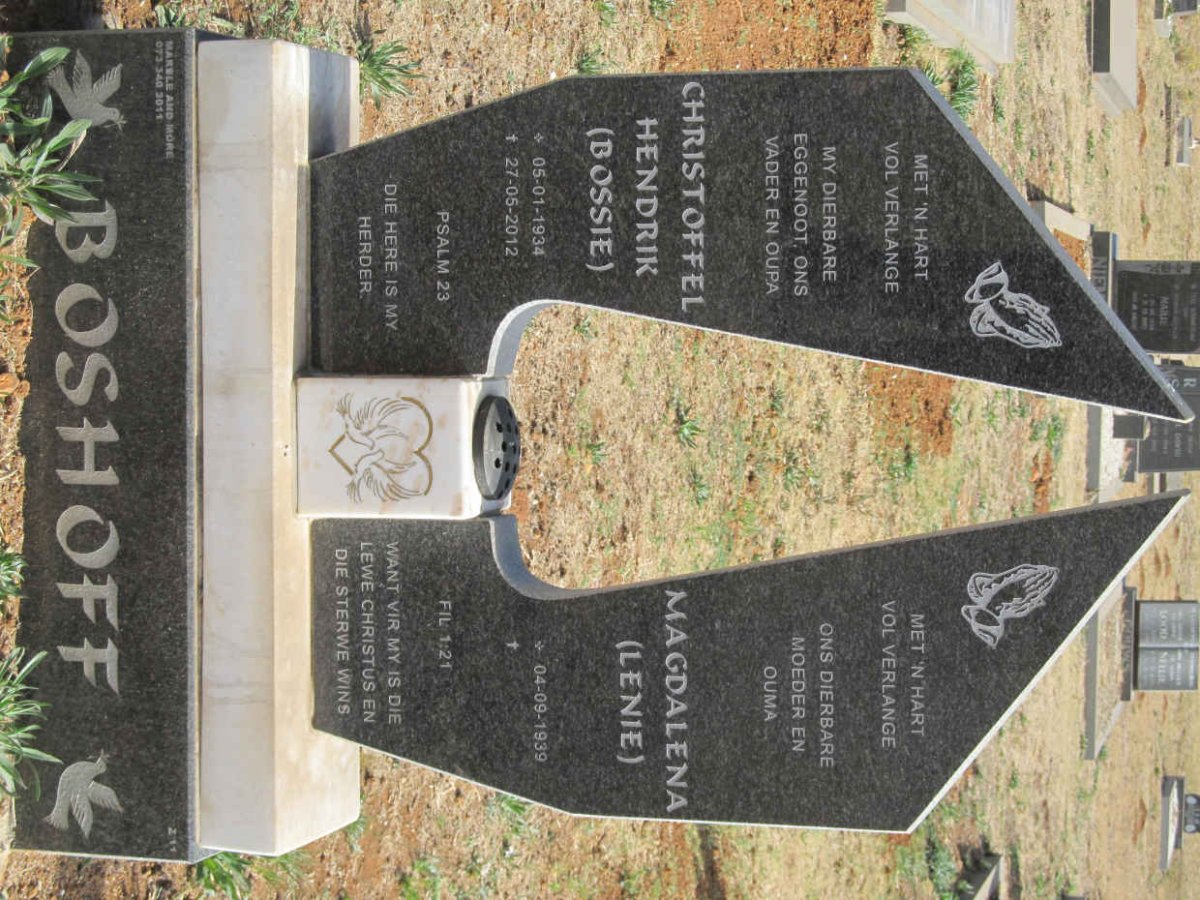 BOSHOFF Christoffel Hendrik 1934-2012 &amp; Magdalena 1939-