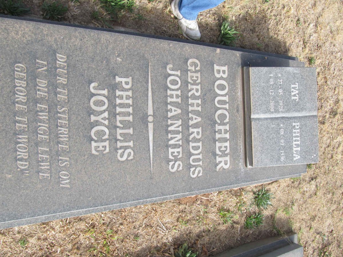 BOUCHER Gerhardus Johannes 1928-2000 &amp; Phillis Joyce 1936-