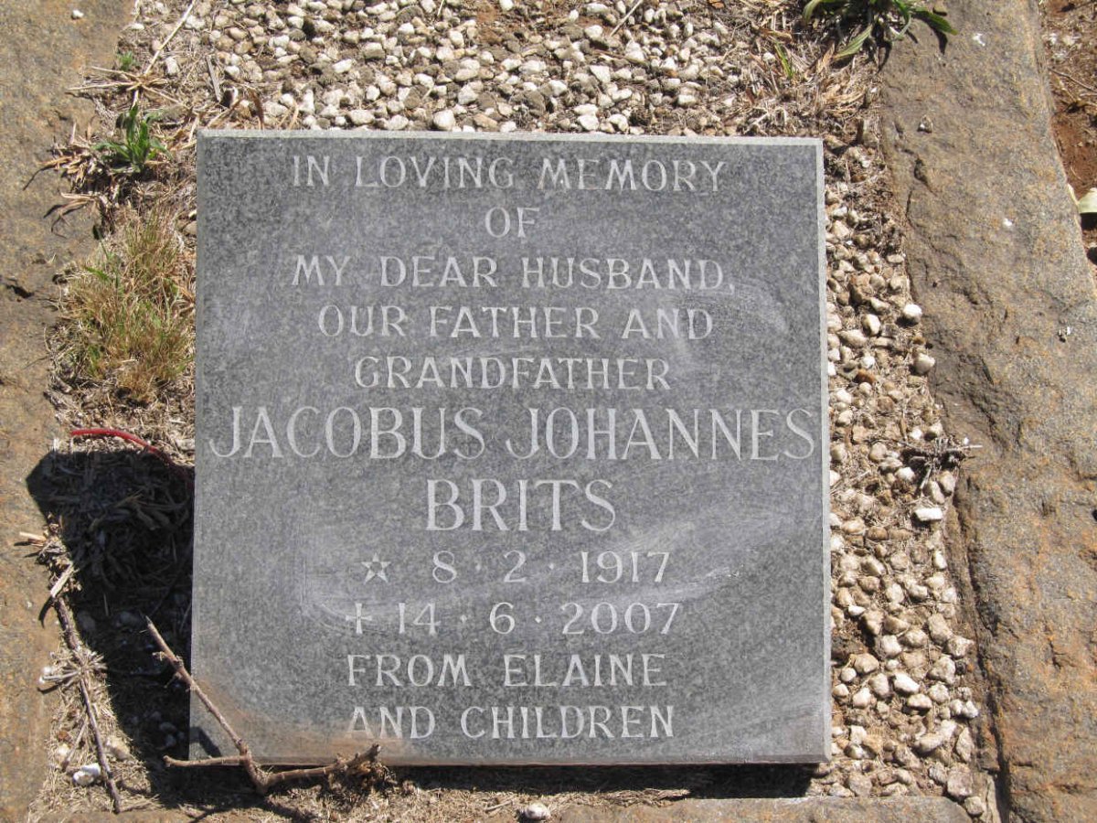 BRITS Theunis Johannes 1869-1945 :: BRITS Jacobus Johannes 1917-2007