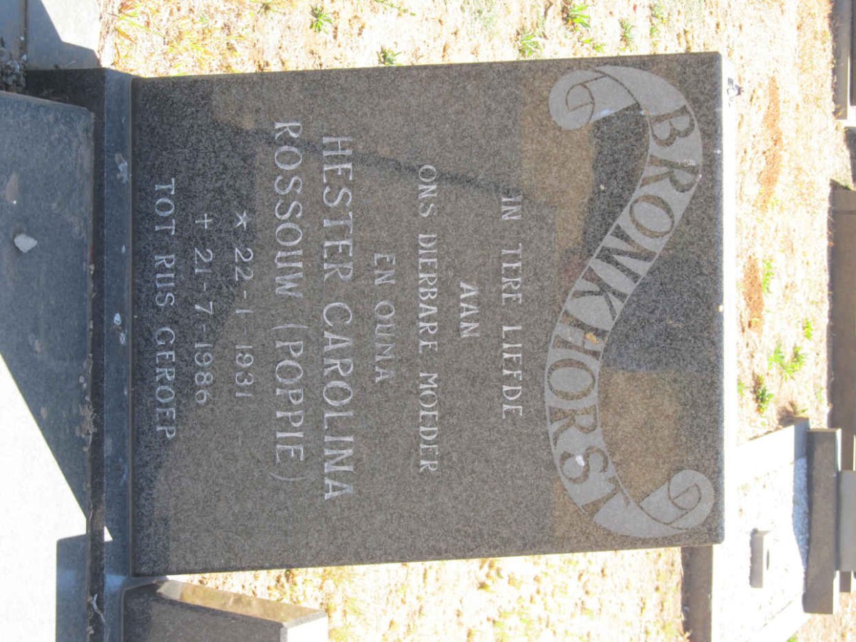BRONKHORST Matthys Wynand 1928-1979 &amp; Hester Carolina Rossouw 1931-1986