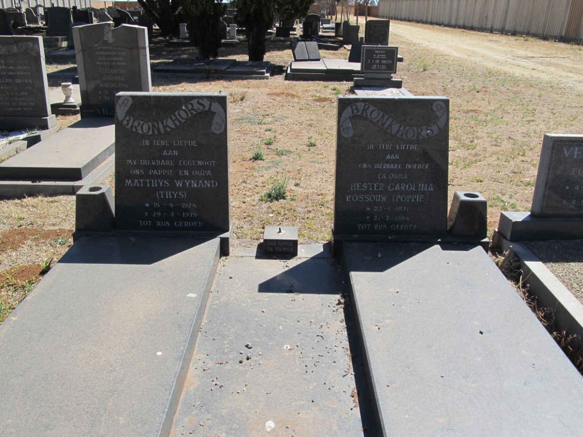 BRONKHORST Matthys Wynand 1928-1979 &amp; Hester Carolina Rossouw 1931-1986