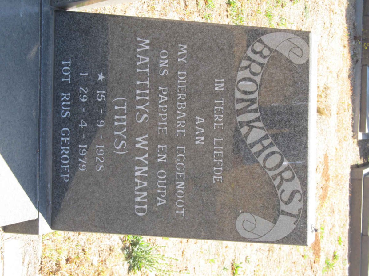 BRONKHORST Matthys Wynand 1928-1979 &amp; Hester Carolina Rossouw 1931-1986