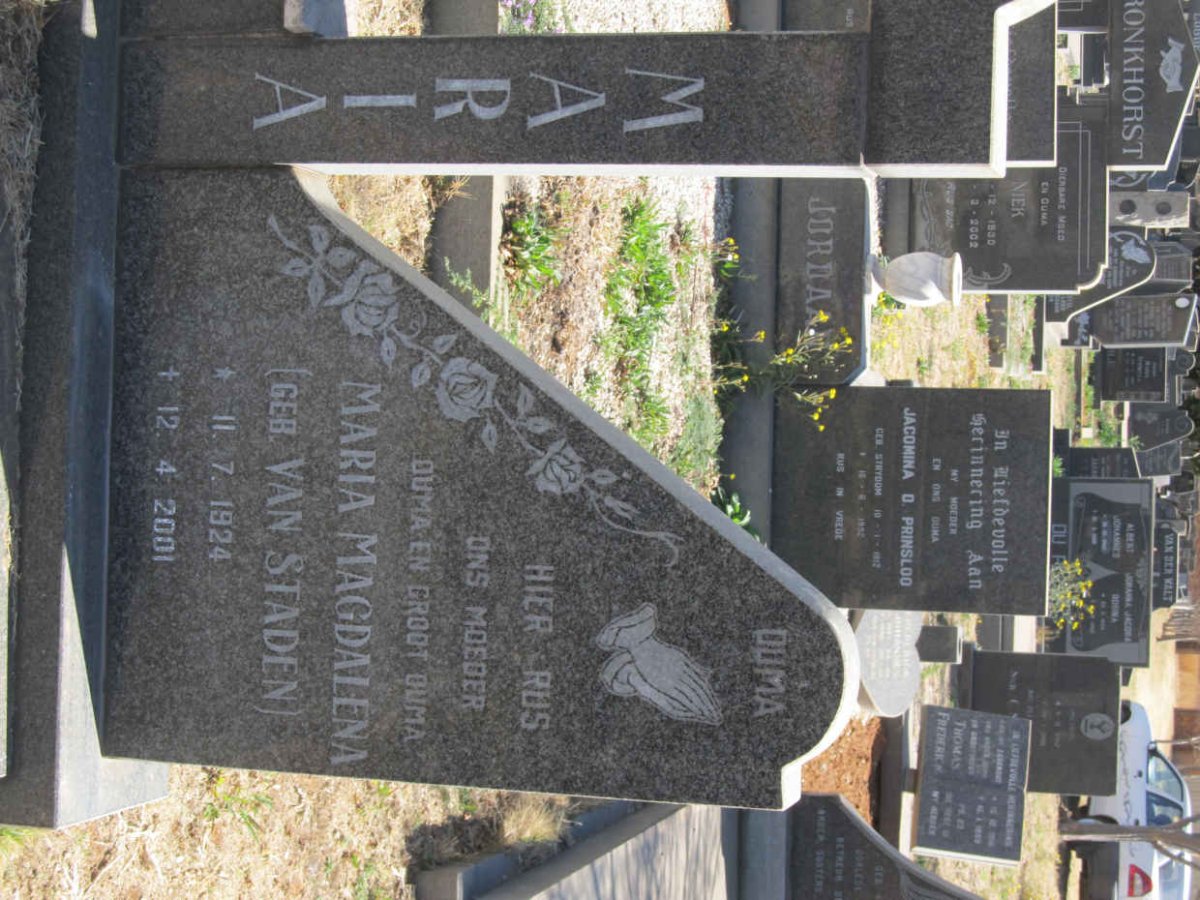 DELPORT Christiaan Ernst Gerhardus 1920-1990 &amp; Maria Magdalena VAN STADEN 1924-2001