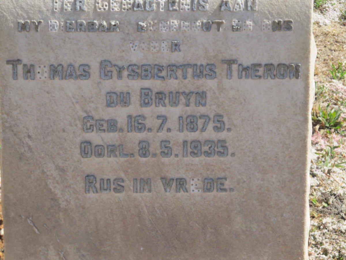 BRUYN Thomas Gysbertus Theron, du 1875-1935