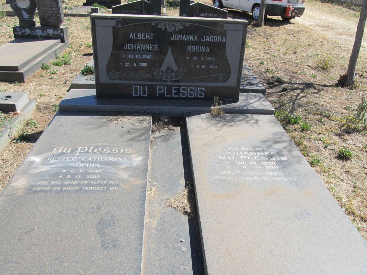 PLESSIS Johanna Jacoba Rosina, du 1926-1980 :: DU PLESSIS Albert Johannes 1946-2009