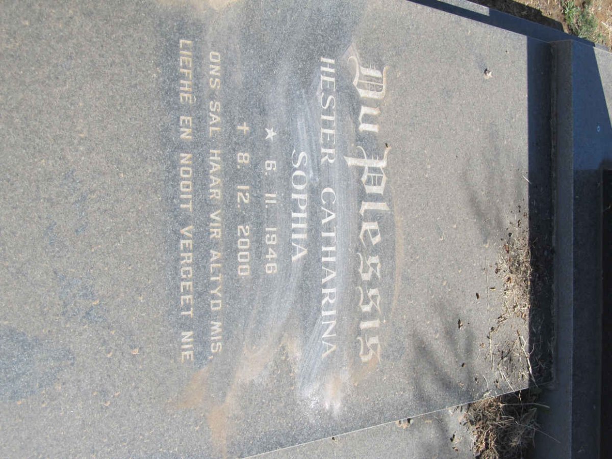 PLESSIS Johanna Jacoba Rosina, du 1926-1980 :: DU PLESSIS Albert Johannes 1946-2009