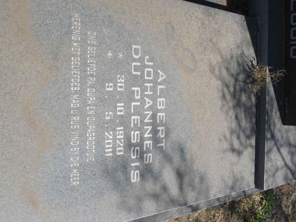 PLESSIS Johanna Jacoba Rosina, du 1926-1980 :: DU PLESSIS Albert Johannes 1946-2009