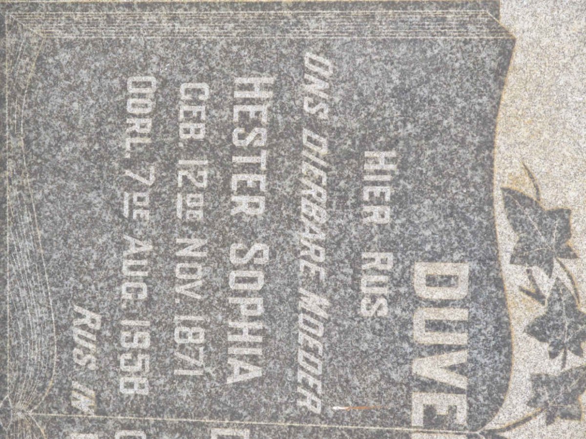 DUVENAGE Diederick Johannes 1859-1945 &amp; Hester Sophia 1871-1958