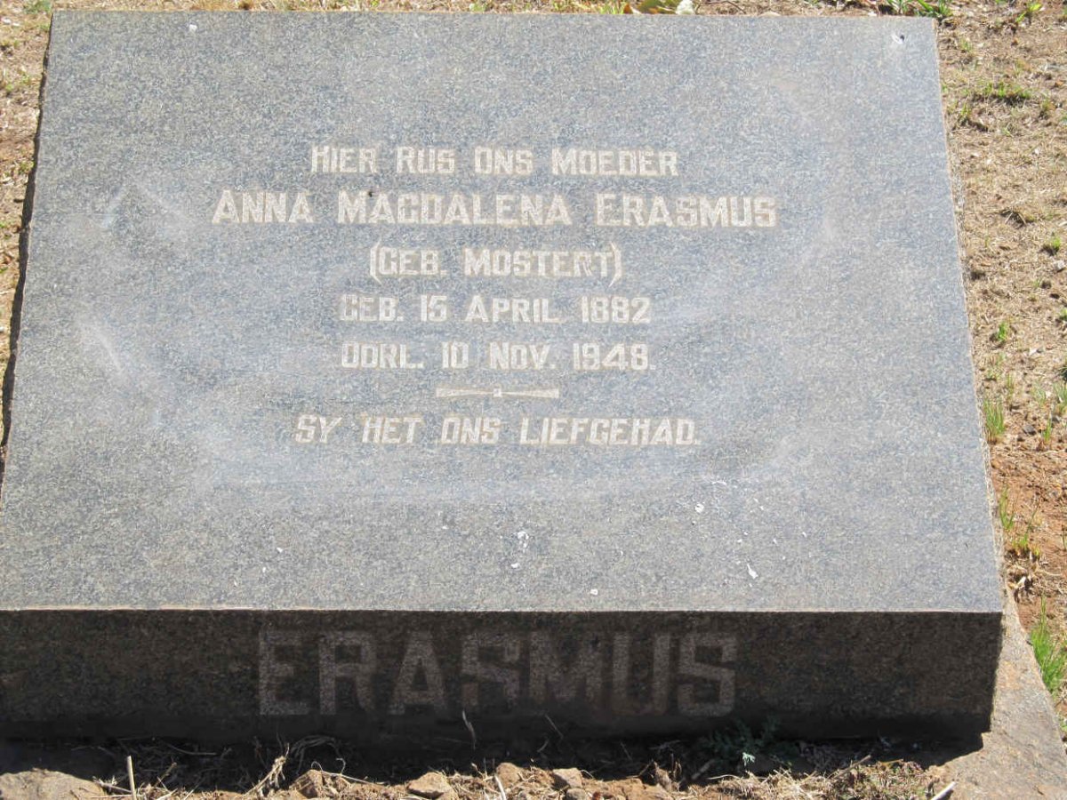 ERASMUS Anna Magdalena nee MOSTERT 1882-1948