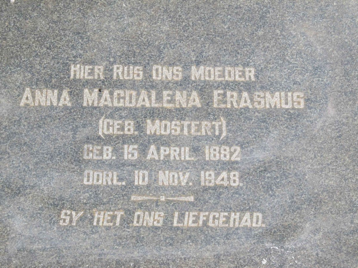 ERASMUS Anna Magdalena nee MOSTERT 1882-1948