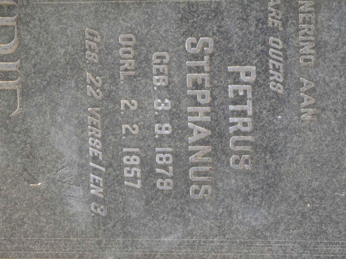 FOURIE Petrus Stephanus 1879-1937 &amp; Anna Magdalena BRONKHORST 1890-1954