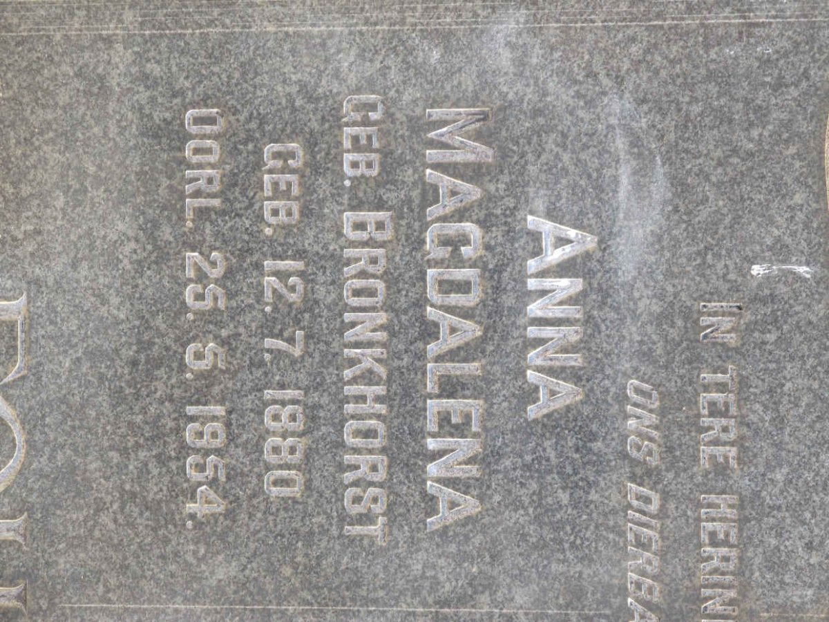 FOURIE Petrus Stephanus 1879-1937 &amp; Anna Magdalena BRONKHORST 1890-1954