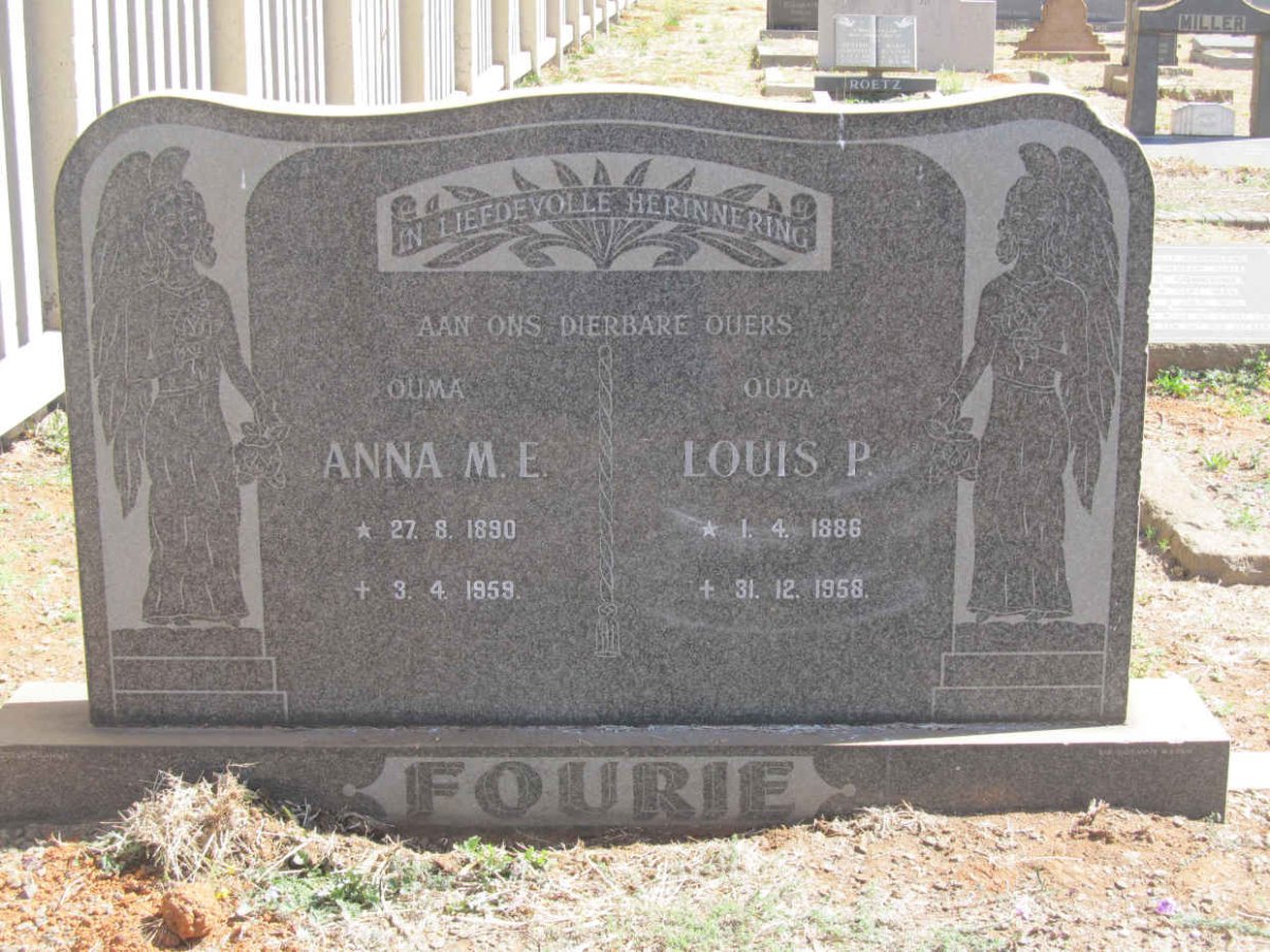FOURIE Louis P. 1886-1958 &amp; Anna M.E. 1890-1959