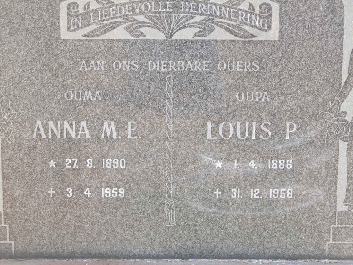 FOURIE Louis P. 1886-1958 &amp; Anna M.E. 1890-1959