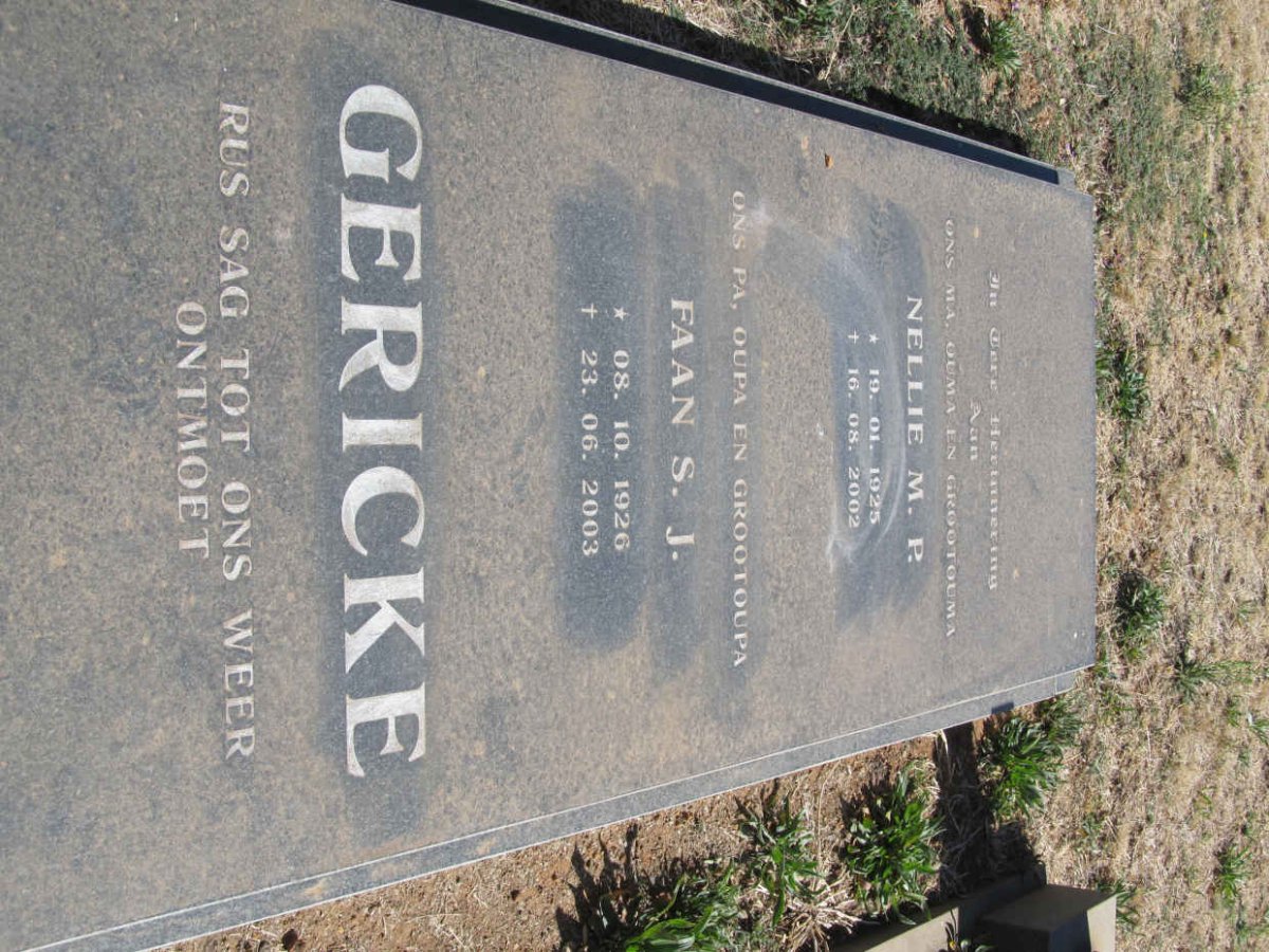 GERICKE S.J. 1926-2003 &amp; M.P. 1925-2002