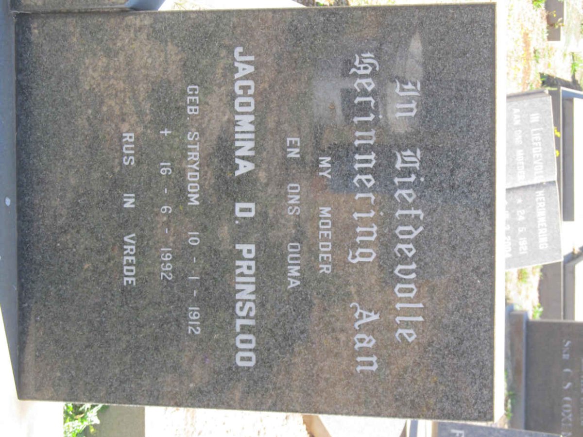 JORDAAN Andries H. 1895-1980 &amp; Jacomina D. Prinsloo STRYDOM 1912-1992