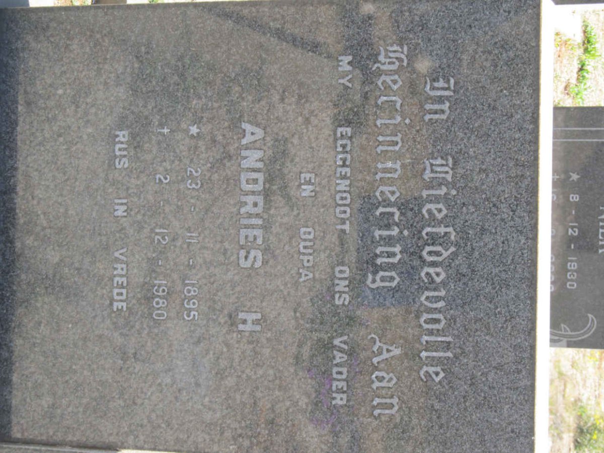 JORDAAN Andries H. 1895-1980 &amp; Jacomina D. Prinsloo STRYDOM 1912-1992