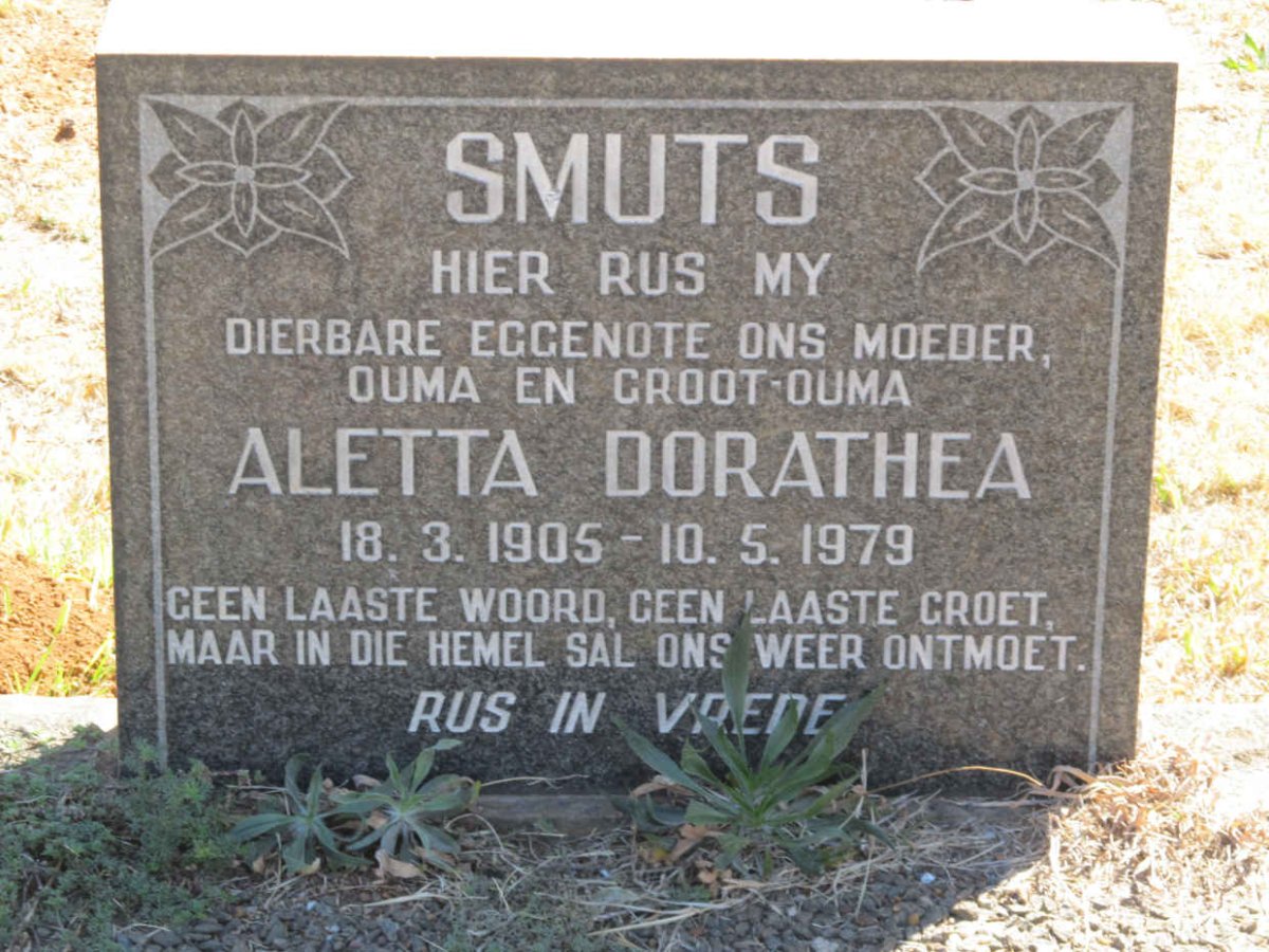 SMUTS Julius Pretorius 1903-1989 &amp; Aletta Dorathea 1905-1979