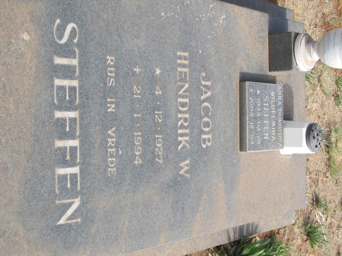 STEFFEN Jacob Hendrik W. 1927-1994 &amp; Anna Dorothea Wilhelmina 1934-2004