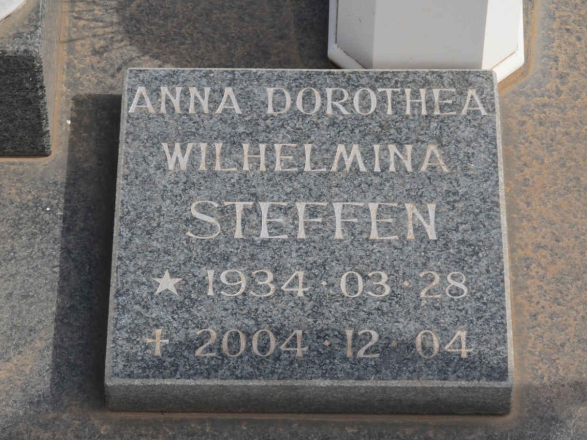 STEFFEN Jacob Hendrik W. 1927-1994 &amp; Anna Dorothea Wilhelmina 1934-2004