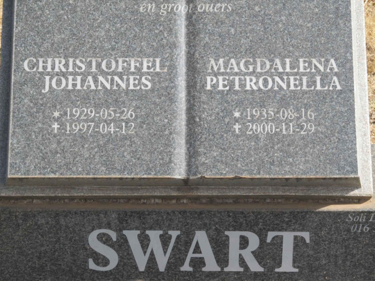 SWART Christoffel Johannes 1929-1997 &amp; Magdalena Petronella 1935-2000