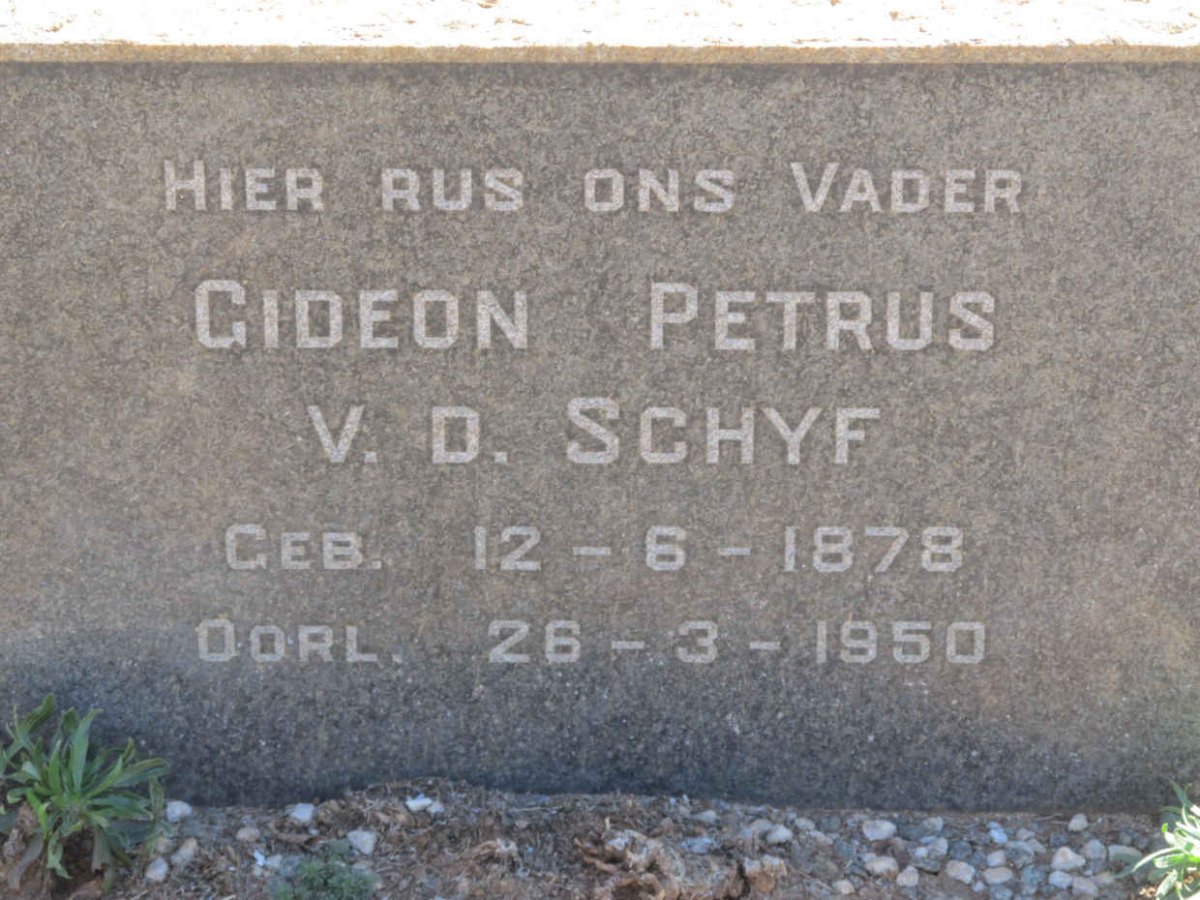 SCHYF Gideon Petrus, v.d. 1878-1950