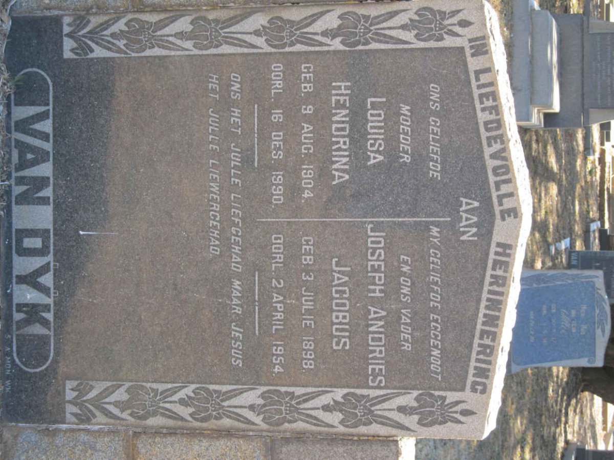 DYK Joseph Andries Jacobus, van 1898-1954 &amp; Louisa Hendrina 1904-1990