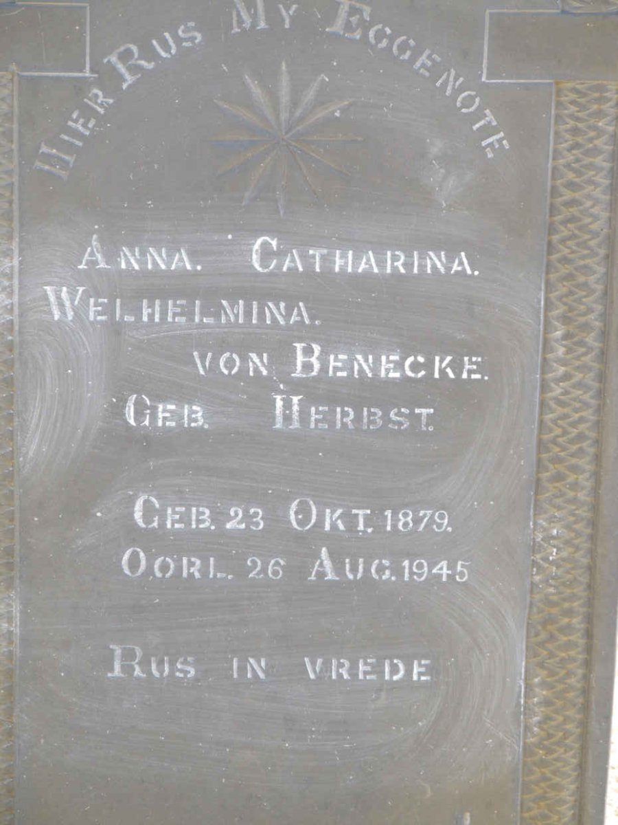 BENECKE Anna Catharina Welhelmina, von nee HERBST 1879-1945