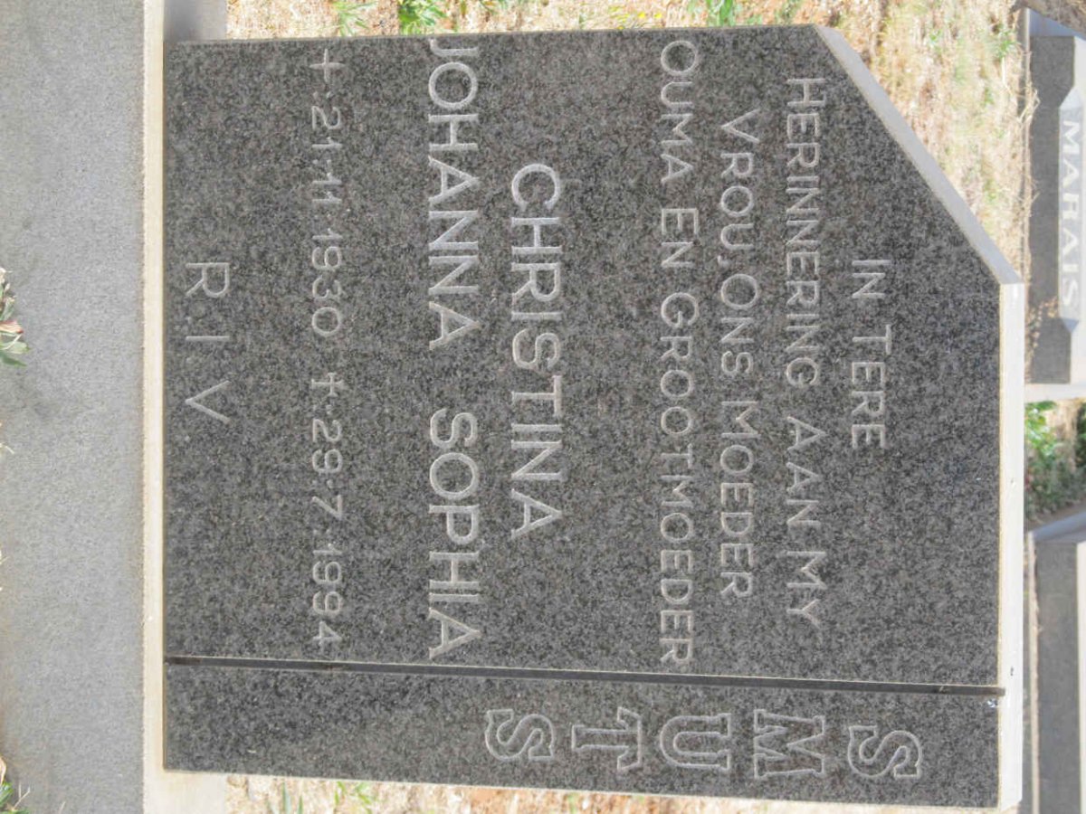 SMUTS Christina Johanna Sophia 1930-1994