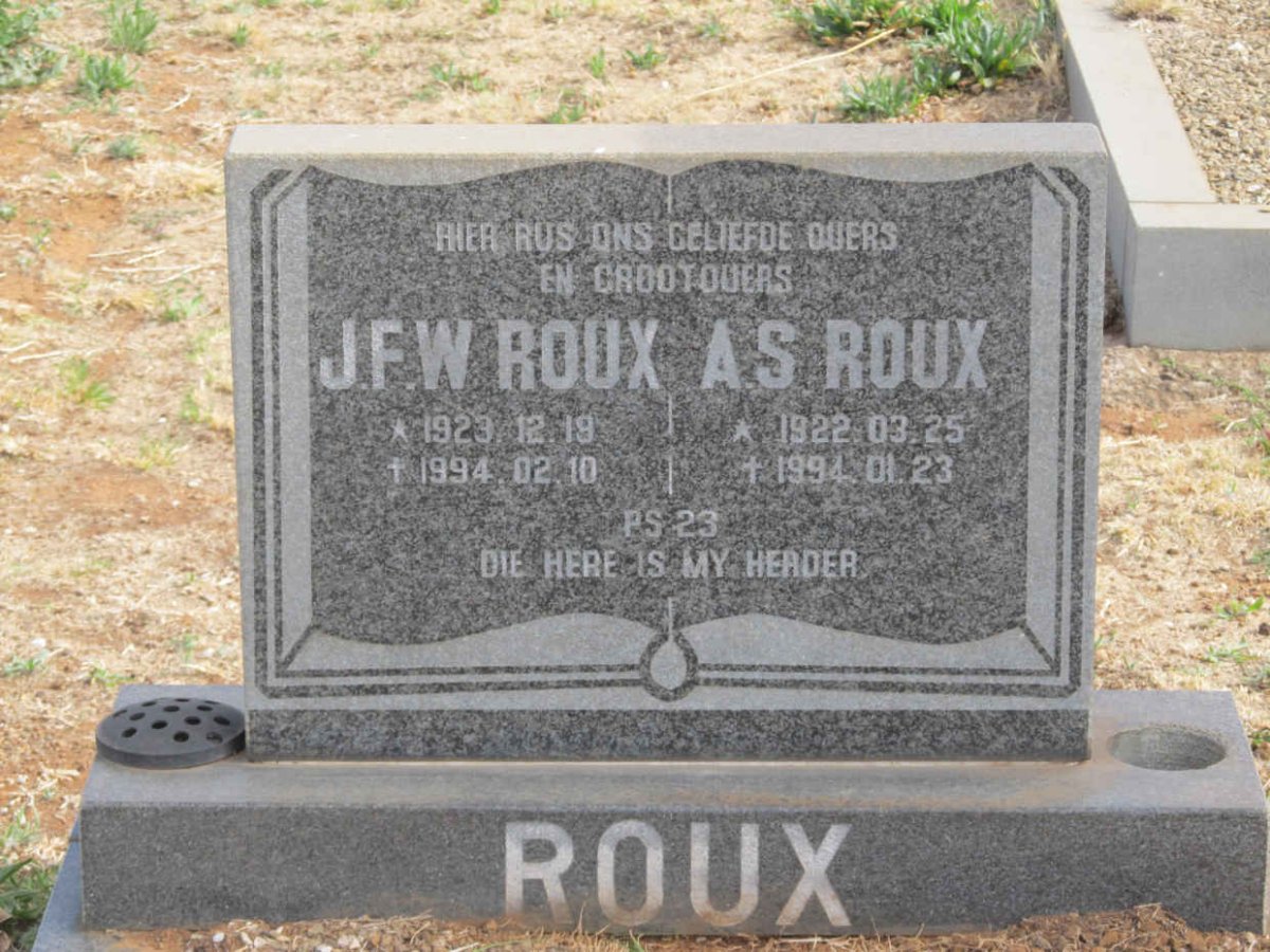 ROUX J.F.W. 1923-1994 &amp; A.S. 1922-1994