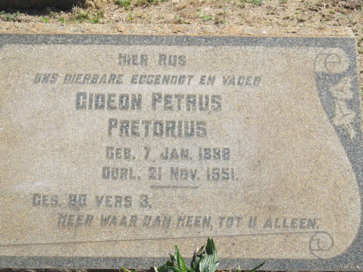 PRETORIUS Gideon Petrus 1888-1951