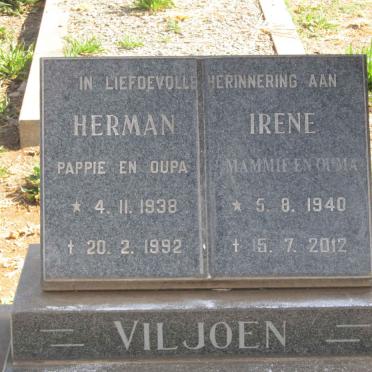 VILJOEN Herman 1938-1992 &amp; Irene 1940-2012