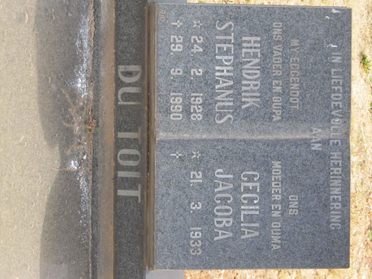 TOIT Hendrik Stephanus, du 1928-1990 &amp; Cecilia Jacoba 1933-