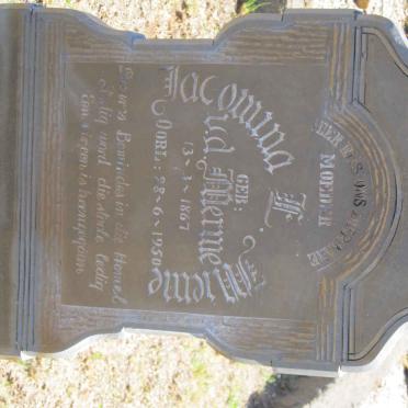 MIENIE Jacomina E. nee V.D. MERWE 1867-1950