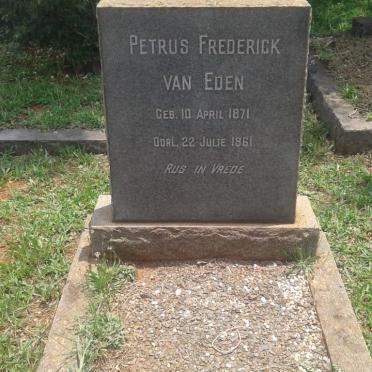 EDEN Petrus Frederick, van 1871-1961