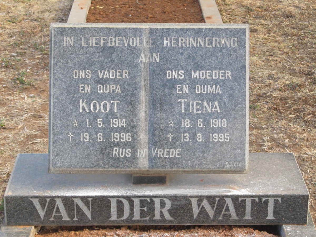 WATT Koot, van der 1914-1996 &amp; Tiena 1918-1995