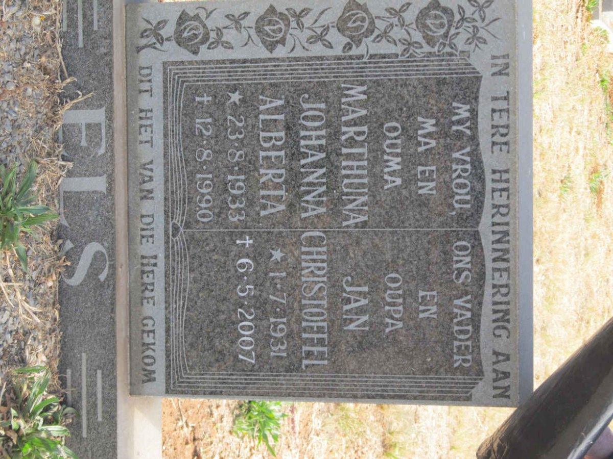 ELS Jan Christoffel 1931-2007 &amp; Marthuna Johanna Alberta 1933-1990