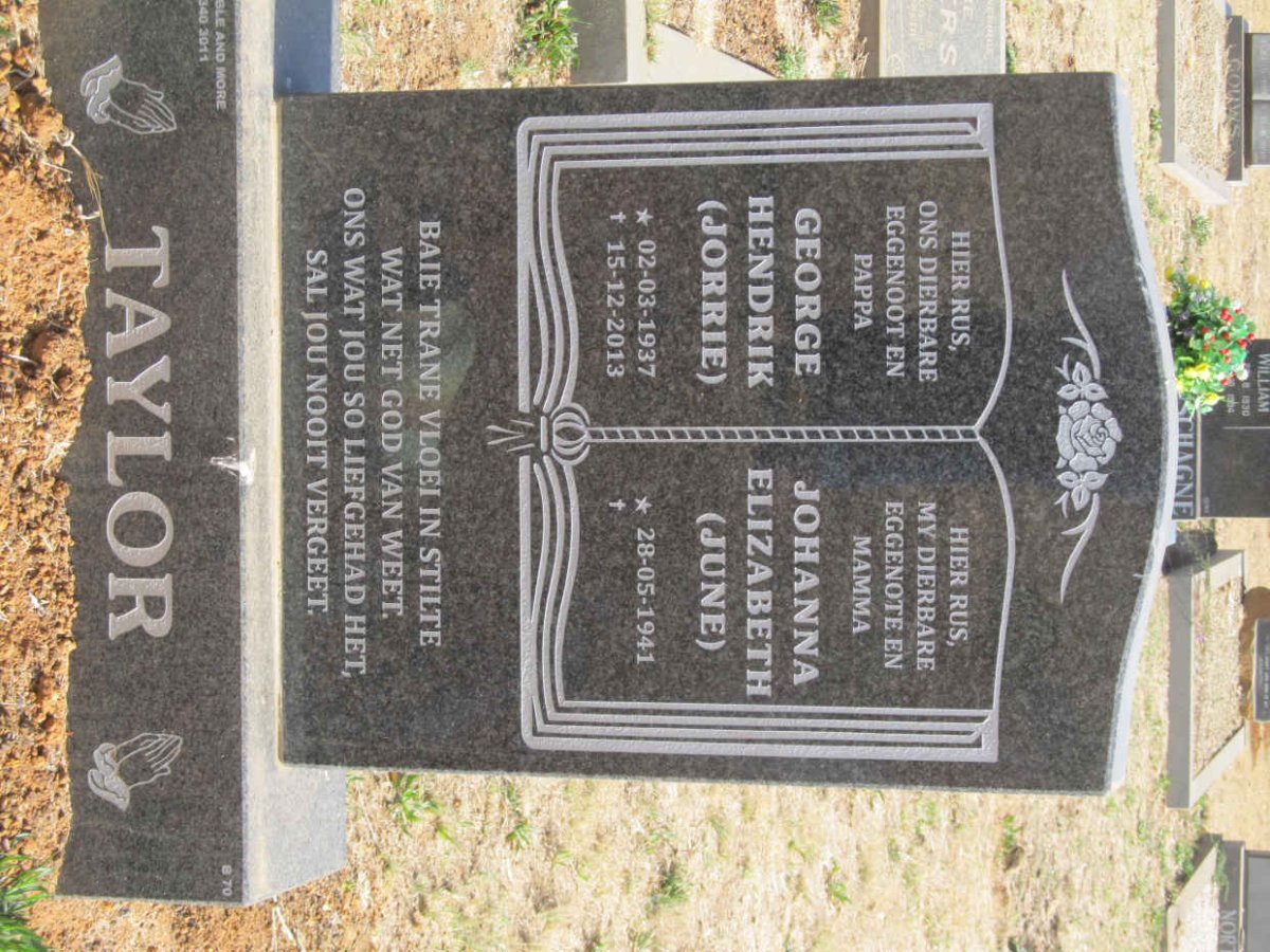 TAYLOR George Hendrik 1937-2013 &amp; Johanna Elizabeth 1941-