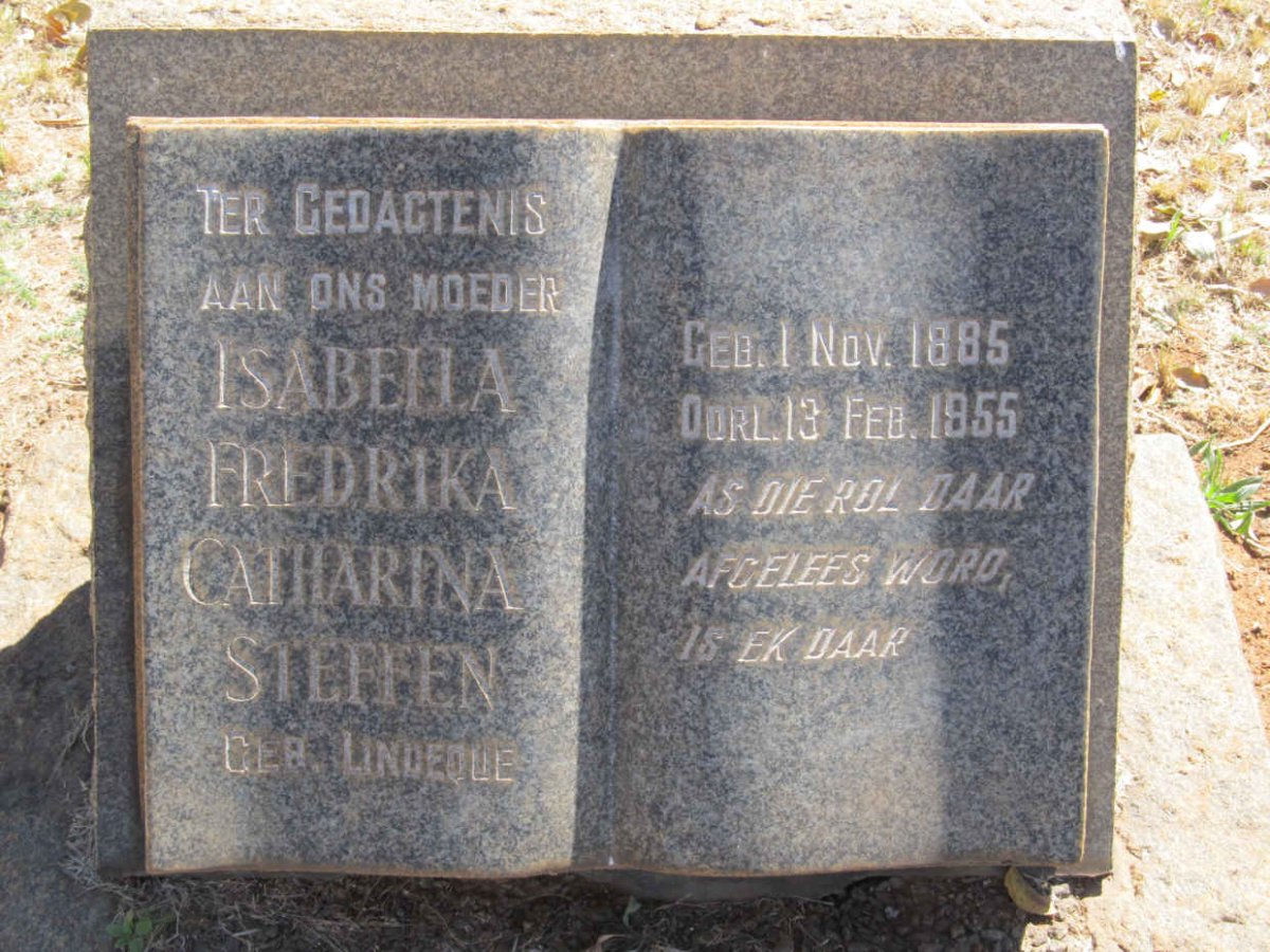 STEFFEN Isabella Fredrika Catharina nee LINDEQUE 1885-1955