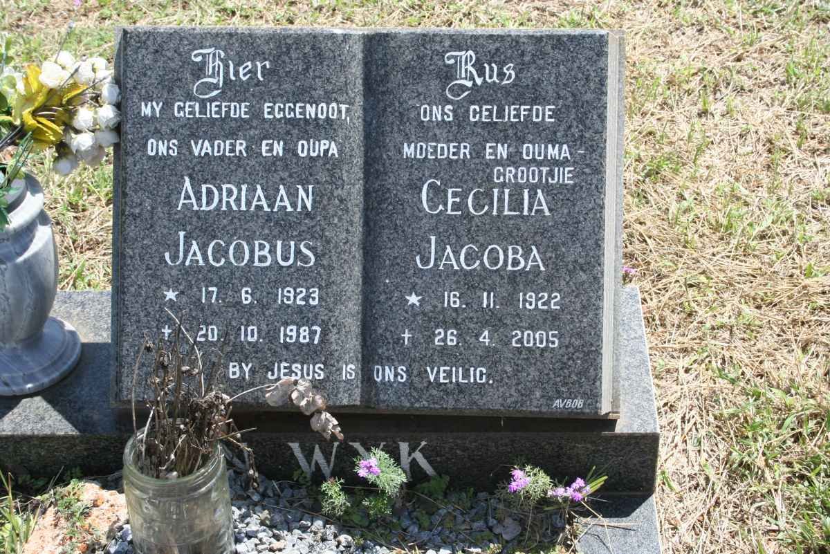 WYK Adriaan Jacobus, van 1923-1987 &amp; Cecilia Jacoba 1922-2005