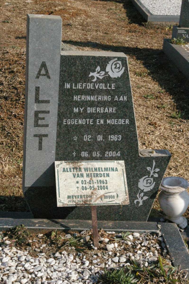 HEERDEN Aletta Wilhelmina, van 1963-2004