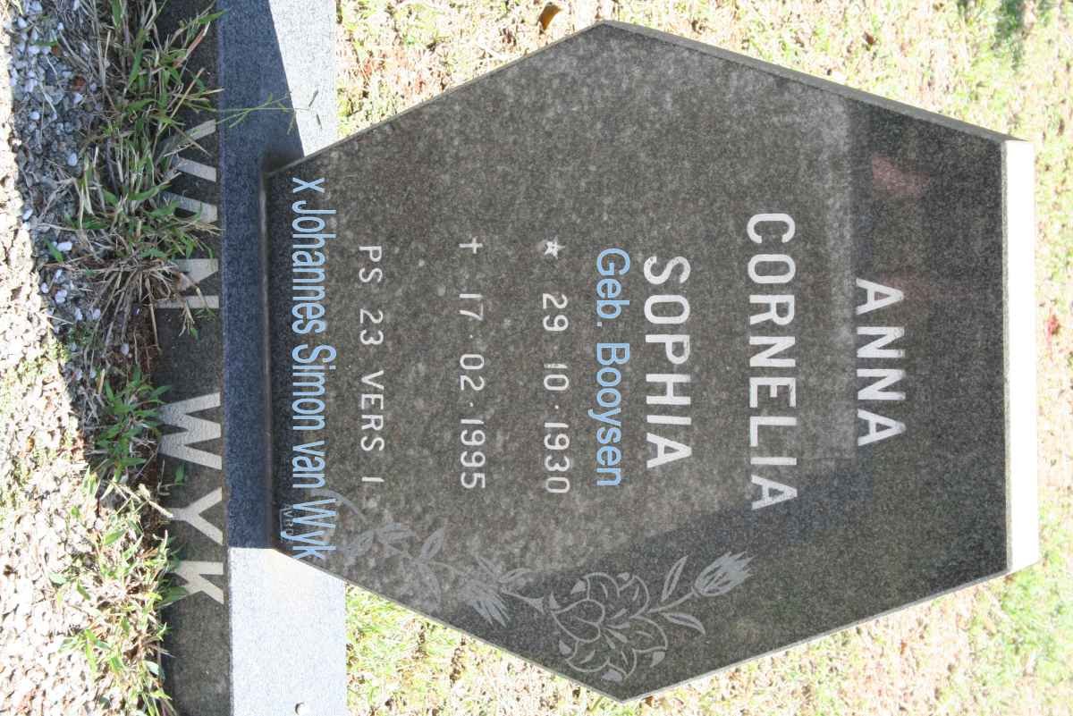 WYK Anna Cornelia Sophia, van nee BOOYSEN 1930-1995