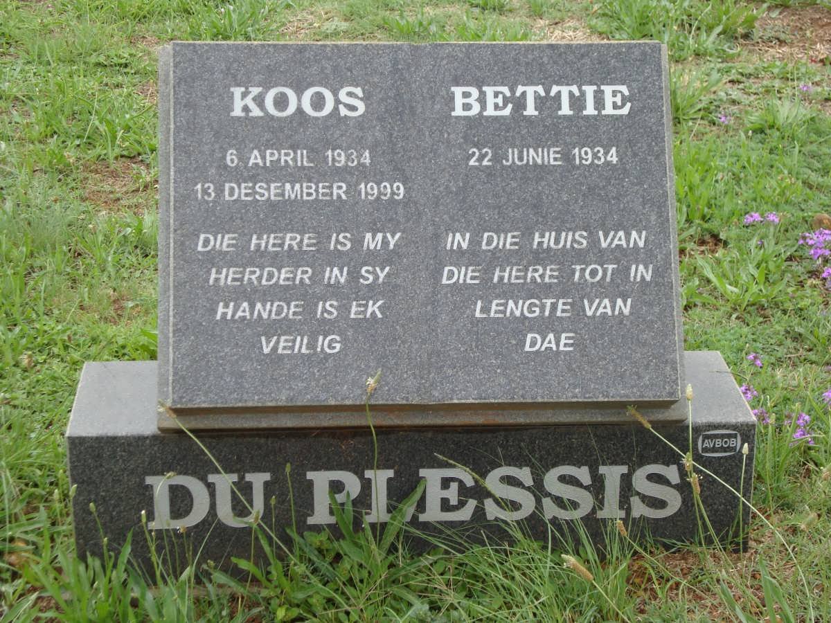 PLESSIS Koos, du 1934-1999 &amp; Bettie 1934-
