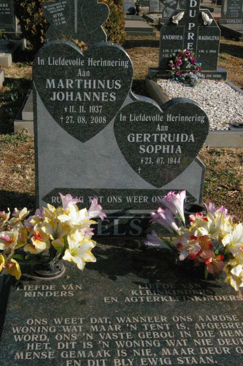 ELS Marthinus Johannes 1937-2008 &amp; Gertruida Sophia 1944-