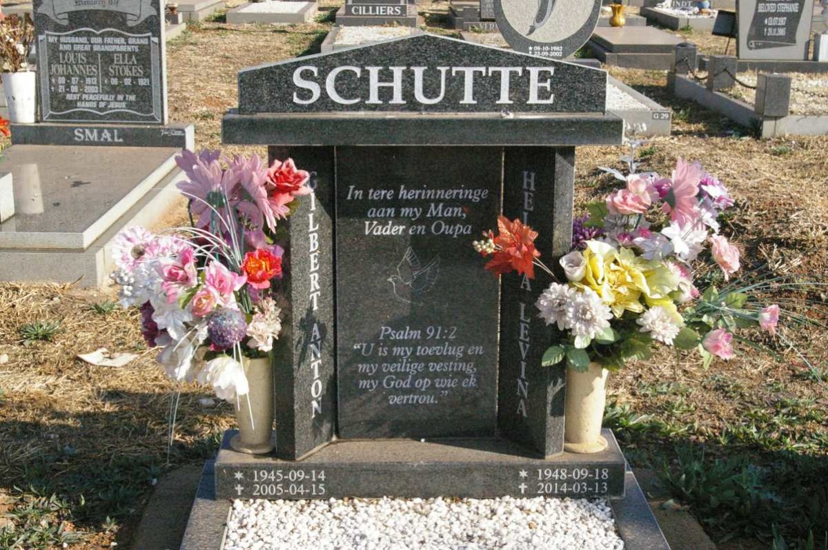 SCHUTTE Gilbert Anton 1945-2005 &amp; Helena Levina 1948-2014