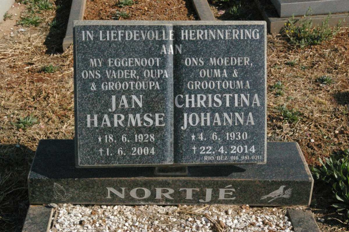 NORTJÉ Jan Harmse 1928-2004 &amp; Christina Johanna 1930-2014