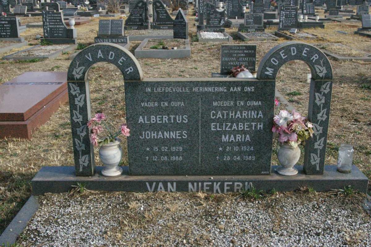 NIEKERK Albertus Johannes, van 1929-1988 &amp; Catharina Elizabeth Maria 1924-1989