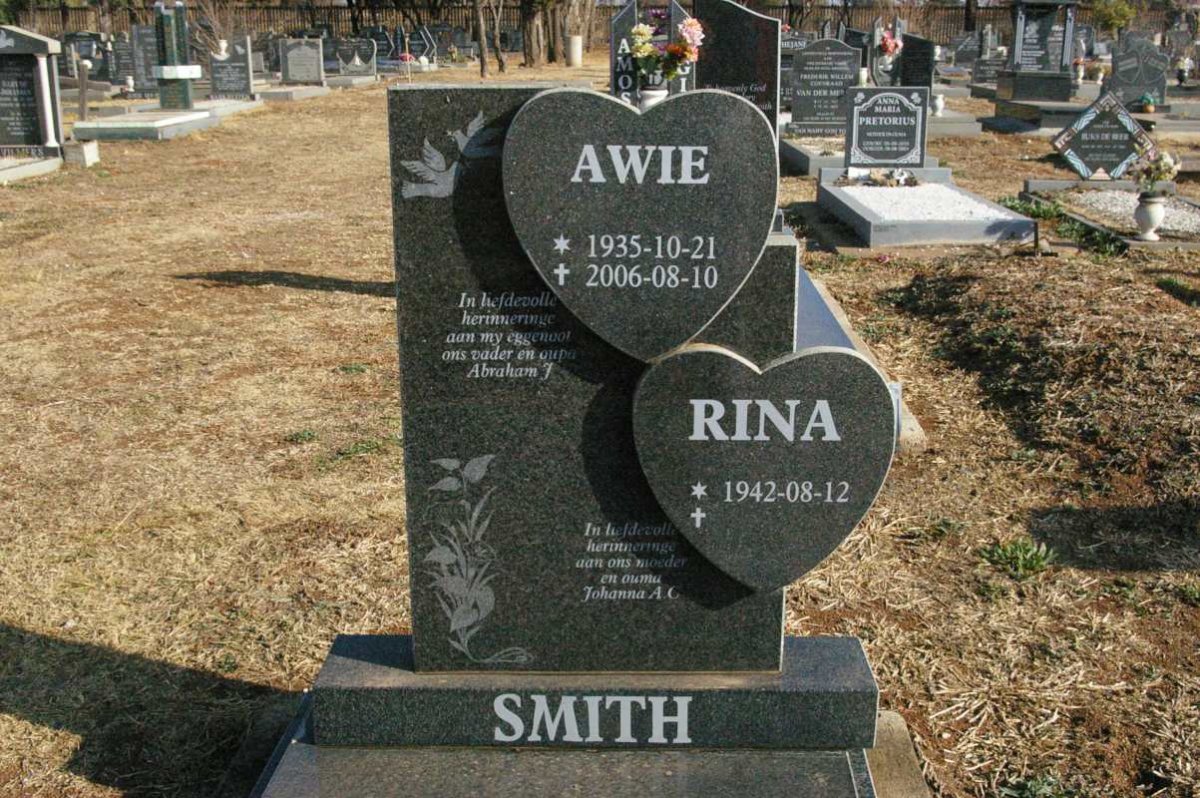 SMITH Awie 1935-2006 &amp; Johanna A C. Rina 1942-